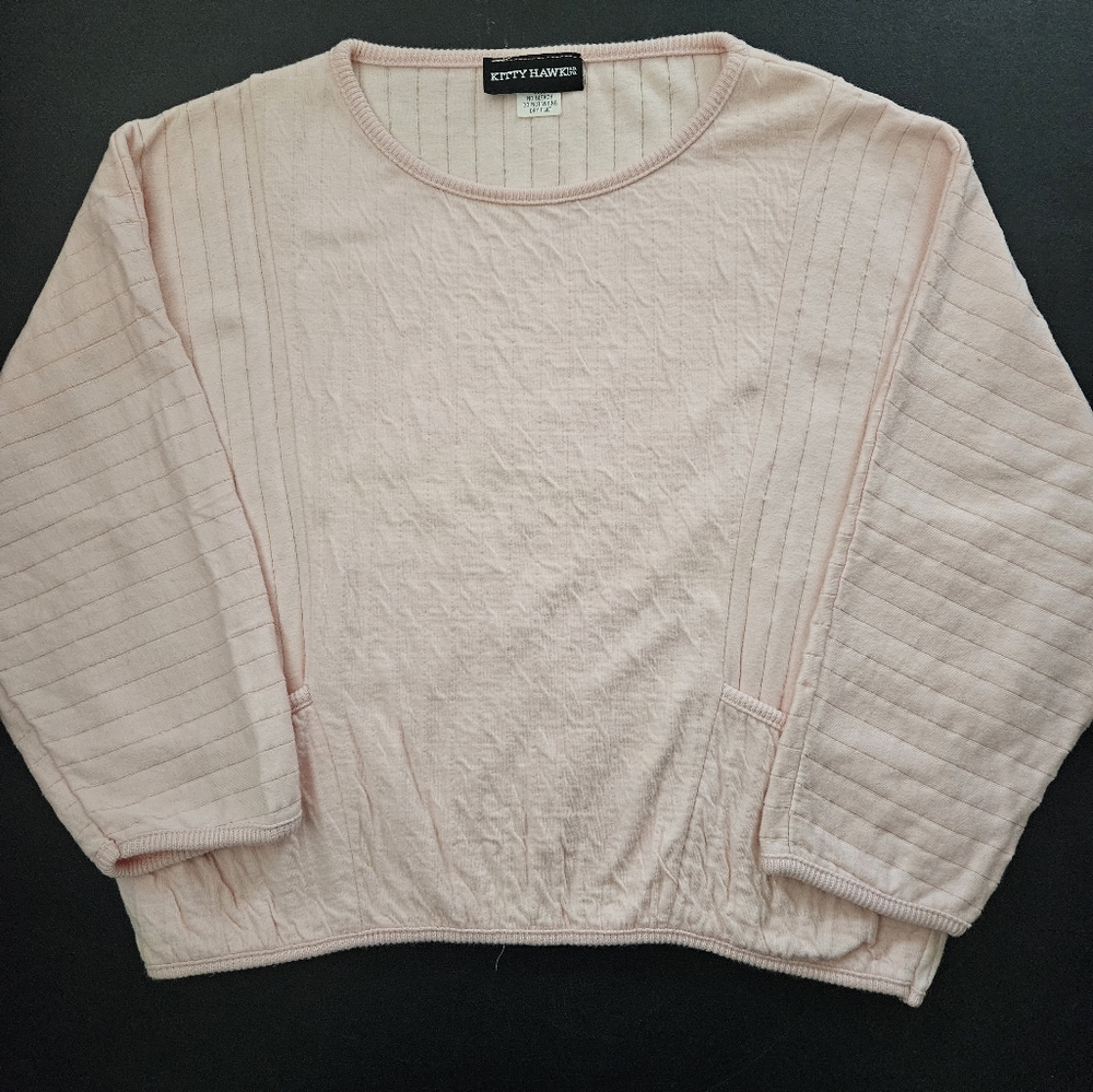 Vintage - "Kitty Hawk" Pink Oversize Crop Top Swearshirt - NWOT